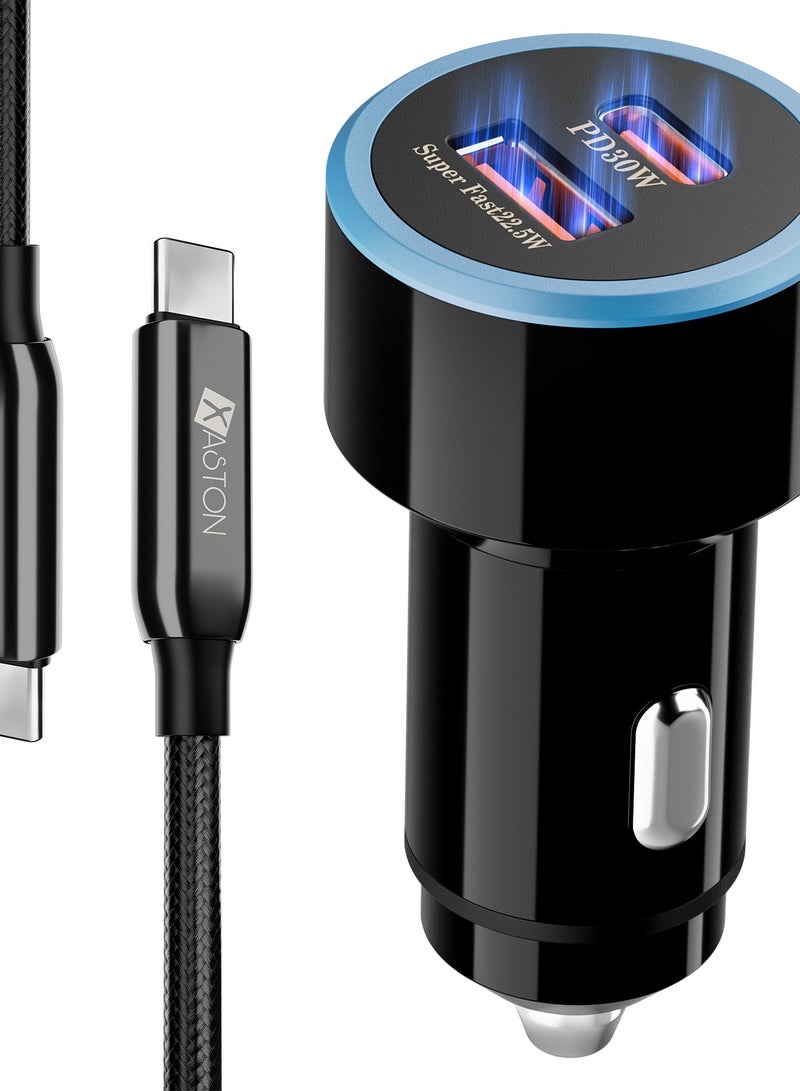 XASTON Car Charger &  Type-C Charging Cable With Fast Charging Support, USB-C Data & Charging Cable, Strong Braided Design, Reliable Power Delivery, Compatible with Smartphones, Tablets, Laptops and USB-C Enabled Devices (NCC32) - Image 1